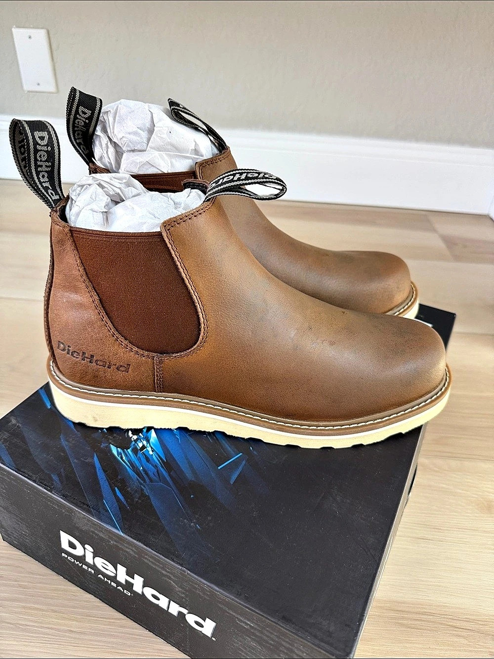NIB DieHard Colt Brown Chelsea Work Boots Leather US 9.5 D(M)